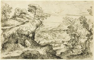 Två män på en bergstopp av Giovanni Francesco Grimaldi