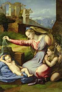 Virgin of the Veil (The Virgin of the Blue Diadem) av Giovanni Francesco Penni