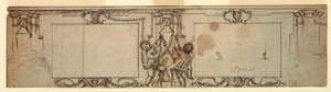 Ritning, Projekt för snidad panel, 1650 av Giovanni Francesco Romanelli