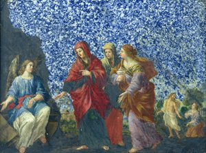 De heliga kvinnorna vid graven (olja på marmor) av Giovanni Francesco Romanelli