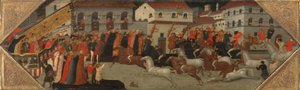 Panel från en Cassone: The Race of the Palio in the Streets of Florence