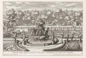 Fountain of the Estensi Eagles i de tuinen van de Villa d