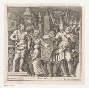 Grupp av figurer och två elefanter i en stad av Giovanni Francesco Venturini