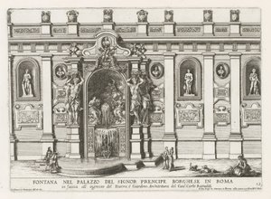 Nymfaeum på plats på Palazzo Borghese i Rom Fontän i palatset Signor precipe Borghese i Rom (...) (titel på objektet) Fontänerna i Roms palats och trädgårdar (serietitel) Fonteinen in de paleizen en tuinen van Rome (serie av Giovanni Francesco Venturini