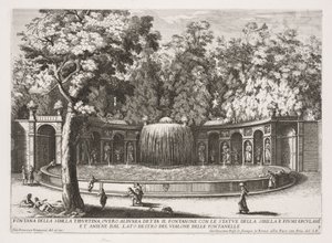 The Fountains of Rome, Bok IV, skylt 7: Fontän av den tiburtinska sibylen (Fontana della Sibilla Tiburtina) av Giovanni Francesco Venturini
