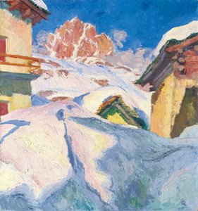Capolago på vintern med utsikt över Piz Lagrev, 1928