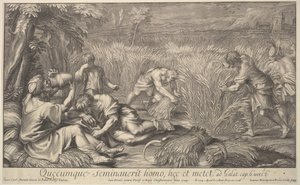 Skördare av spannmål, 1704. av Giovanni Girolamo Frezza