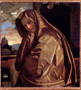 Representation av Saint Mary Magdalene Målning av Giovan Gerolamo Savoldo (ca 1480-efter 1548) 1535-1540 Dim 84 x 77,5 cm Florens, Palazzo Pitti, Coll Contini-Bonacossi