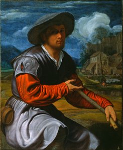 Shepherd with a Flute, ca 1525 (olja på duk) av Giovanni Girolamo Savoldo