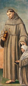 Franciskus och kommissarie, gångjärn till Triptyk föreställande Födelsekyrkan med Franciskus och Bartolomeus med två donatorer