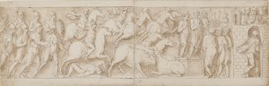 romerska bågskyttar(?), romerska överfall (XCIX); Marcus Aurelius tilltalar sina vakter (C); Marcus Aurelius får en varning (CI) av Giovanni Guerra