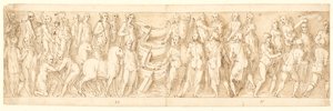 Sarmaterna kapitulerar (LIII); Tyskarna leds över Donau (LIX); Tyskarna anklagas av Sarmatians före Marcus Aurelius (LX); början på en halshuggningsscen (LXI) av Giovanni Guerra