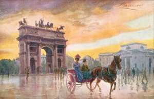 Milano / Milano: Arco della Pace (färglitografi)