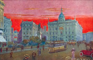 Milano / Milano: Piazza Cordusio (färglitografi)