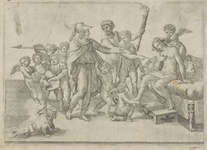 Alexanders och Roxanas bröllop av Giovanni Jacopo Caraglio (attributed to)