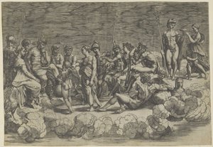 Samling av gudar på Olympen av Giovanni Jacopo Caraglio