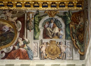 Detalj från fresken i palatshallen, Quirinalpalatset, Rom av Giovanni Lanfranco