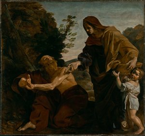Elias tar emot bröd från änkan i Sarepta av Giovanni Lanfranco