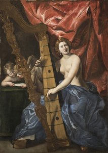 Venus spelar harpa, ca 1630. av Giovanni Lanfranco