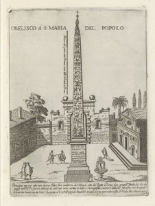Den egyptiska obelisken av Ramses II på Piazza del Popolo i Rom Obelisco a S. Maria del Popolo (titel på objekt) Moderna och antika monument och byggnader i Rom (serietitel) Ornamenti di fabriche antichi et moderni dell
