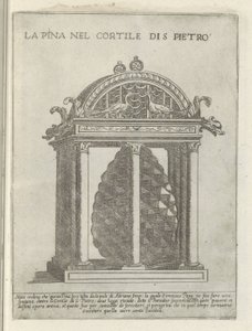 De Pigna te Vatikanstaten La Pina på St. Peters innergård (titel på objektet) Moderna och antika monument och byggnadsverk i Rom (serietitel) Ornament av antika och moderna byggnader i Alma City of Rome (serietitel)