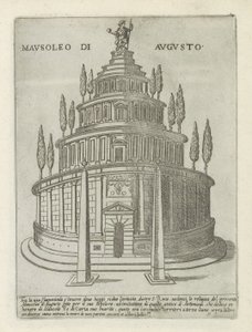 Augustus mausoleum i Rom Mausoleo di Augusto (titel på objekt) Moderna och antika monument och byggnader i Rom (serietitel) Ornamenti di fabriche antichi et moderni dell