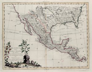 Mexiko eller Nya Spanien som innehåller New Mexico, Kalifornien med en del av angränsande länder, från Tome IV i New Atlas, graverad av G. Zuliani, 1785 av Giovanni Marco Pitteri