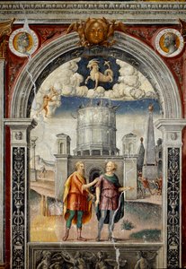 Stjärntecken: "" Stenbocken"" På toppen av medaljonger med porträtt av kejsar Publius Helvius Pertinax och den romerske generalen Aidius Cassius. Nedan, legende associerad med födelsen av stjärnbilden som motsvarar tecknet: guden Jupiter och Pan i