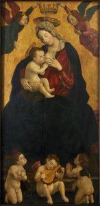 Madonna of the Milk med musikskapande änglar, 1490-1500. av Giovanni Martino Spanzotti