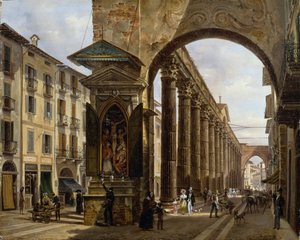 Columns of St Lawrence in Milano, av Giovanni Migliara (1785-1837), olja på duk, 40x31 cm