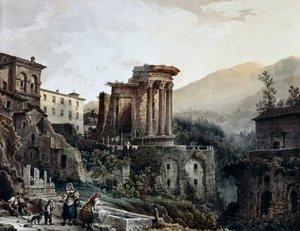 Vestatemplet i Tivoli, av Giovanni Migliara (1785-1837), Italien