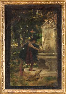Vid fontänen (olja ombord) av Giovanni Muzzioli