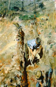Grävare av Giovanni Muzzioli (1854-1894), olja på panel, 30x19 cm av Giovanni Muzzioli