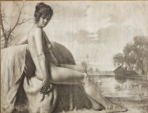 Naken kvinna (kol på papper)