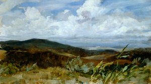 Landskap av Giovanni Muzzioli (1854-1894), olja på duk, 39x68 cm av Giovanni Muzzioli