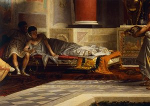 Poppeas hämnd, detalj, av Giovanni Muzzioli (1854-1894), olja på duk