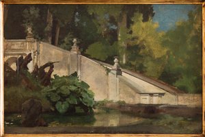 Trappa med damm (olja på duk) av Giovanni Muzzioli