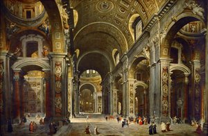Kardinal Melchior de Polignac besöker basilikan Sankt Peter i Rom av Giovanni Paolo Pannini