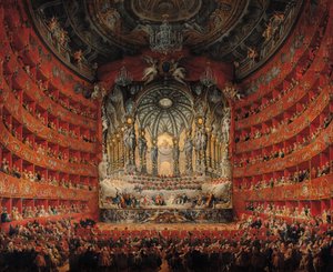 Konsert av kardinal de La Rochefoucauld på Argentina-teatern i Rom, om äktenskapet mellan Ludvig den Dauphin (1729-65), son till Ludvig XV, med Marie-Josephe av Sachsen (1731-67), 1747 (olja på duk)
