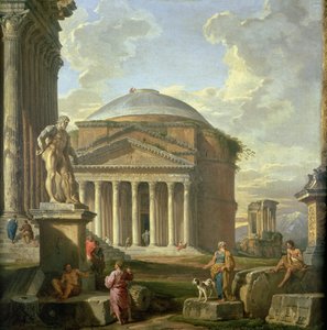 Utsikt över Pantheon, Farnese Hercules och andra romerska ruiner