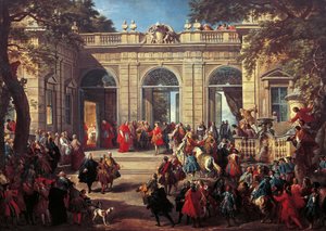 Karl III av Bourbon på besök hos påven Benedikt XIV i Quirinalens kaffehus av Giovanni Paolo Pannini