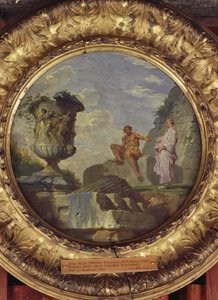 Ruiner med två män, ca 1750-60 (olja på koppar) av Giovanni Paolo Pannini