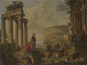 Colosseum bland romerska ruiner, c.1730