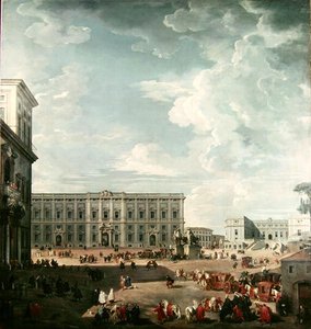 Utsikt över Piazza del Quirinale, Rom av Giovanni Paolo Pannini
