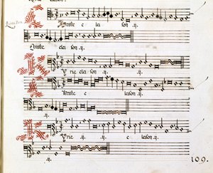 Kyrie-manuskript av "Messes of Mantua" av Giovanni Pierluigi da Palestrina (1525 - 1594), italiensk kompositör. av Giovanni Pierluigi da (after) Palestrina