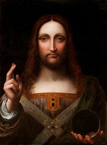 Cristo Salvator Mundi (olja på träpanel)
