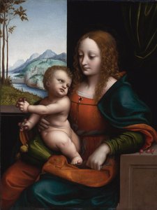 "Madonna med körsbär" Målning av Giovan Pietro Rizzoli (Ricci eller Rizzi) känd som Giampietrino (aktiv mellan 1508 och 1549) Privat samling