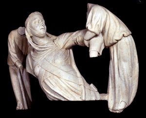 Begravningsmonument till Margareta av Brabant rest i luften av två änglar (Skulptur