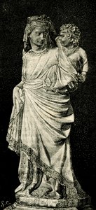 Madonna och barn, staty av Giovanni Pisano (ca 1240-ca 1320), katedralen i Prato, Toscana, Italien, träsnitt från Le cento citta d