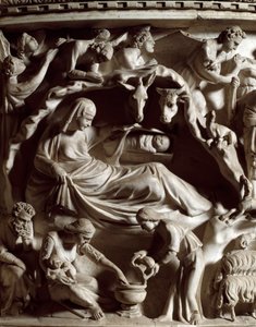 Födelse, detalj av Giovanni Pisano